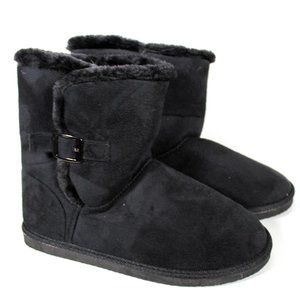 Black Casual Cozy Slip on Booties Boots Woman Size 10